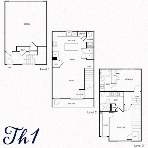 the floor plans of the three floors of a house